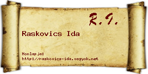 Raskovics Ida névjegykártya